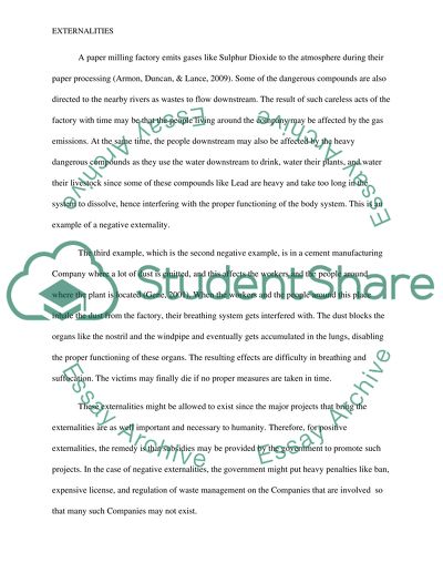 ECONIMICS 405: Assignment2: Externalities