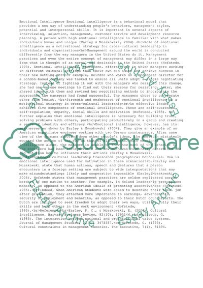 Emotional Intelligence as a Behavioral Model