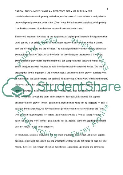 Capital Punishment as Non-Effective Form of Punishment