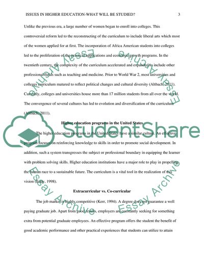 Issues in Higher Education