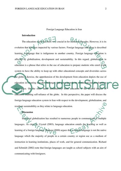 Foreign Language Education in Iran