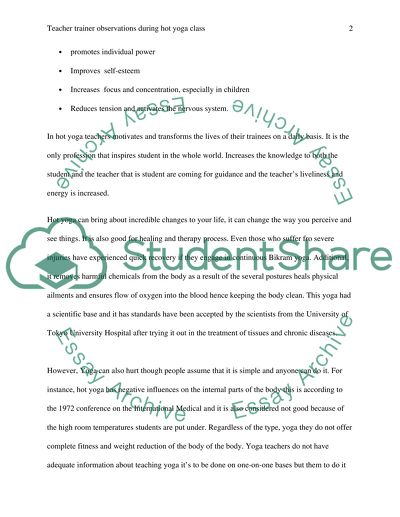 Teacher trainer observations during hot yoga class