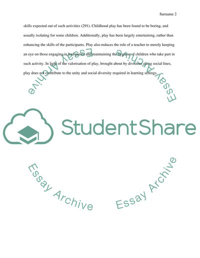 For or Against Governing Early Childhood Education through play by Jo AilWood