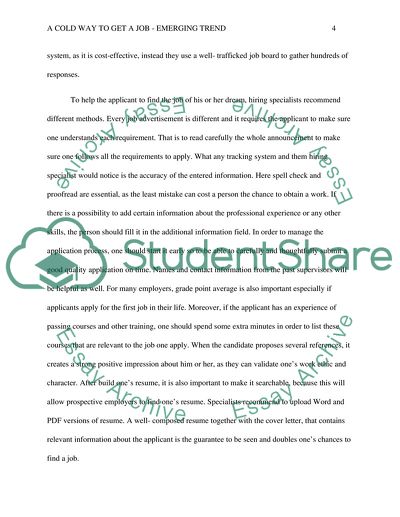 A cold way to get a job - Emerging Trend