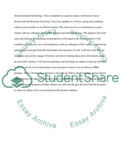 Statement of propose to apply for MBA program