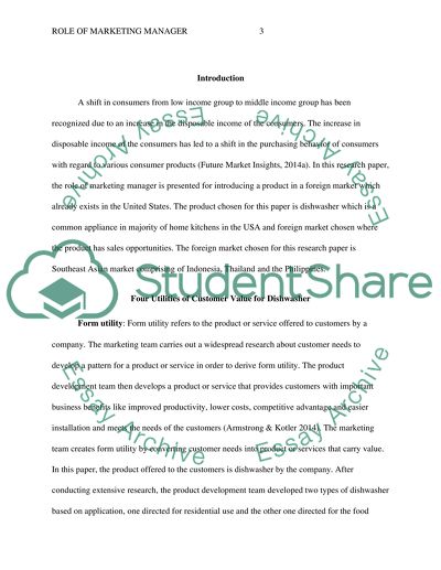 Target Market for Dishwashers in the United States and Southeast Asia