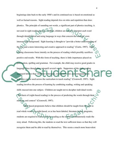 Phonics vs Sight-Based Reading Programs