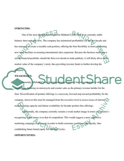 Marketing Planning Assessment: Midland Cycles
