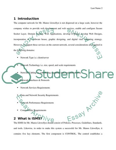 The ISMS for Mr. Manos Llewellyn