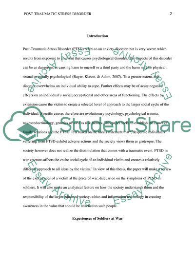 Family Relations and Dynamics: Post Traumatic Stress Disorder