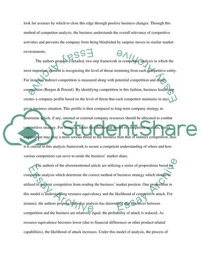 Comparison of Two Journal Articles Highlighting Competitor Analysis