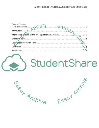 Information Relating to the Arson Problem in America