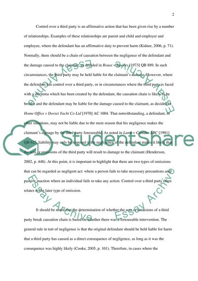 Foreseeability. Negligence and Tort