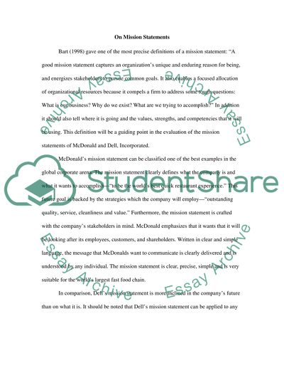 McDonalds and Dells Mission Statements