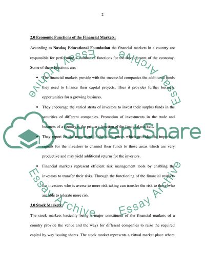 The Role of Financial Markets and Banking systems In the Development of an Economy