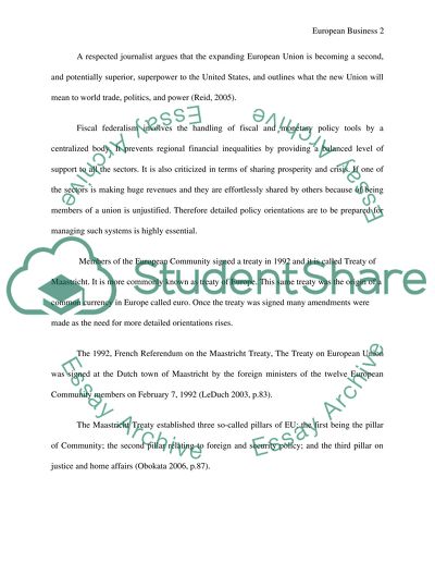 Fiscal Federalism within the New European Economic Community