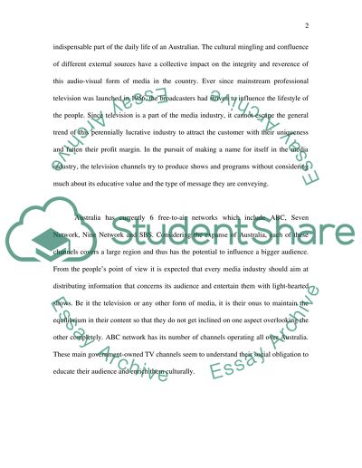 In Contemporary Australian Media Is It far More Important to Entertain Than to Educate