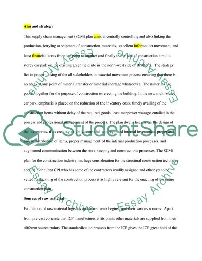 Supply chain management plan in construction project