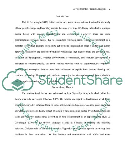 Sociocultural and Ecological Human Developmental Theories