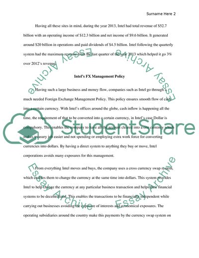 Intel Corporation FX Management Policy