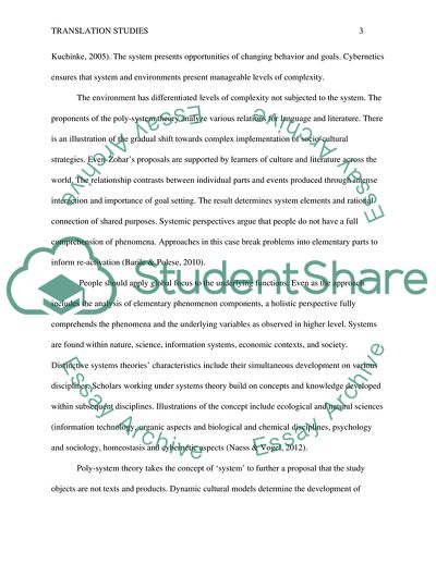 Theoretical Essay on Translation Studies