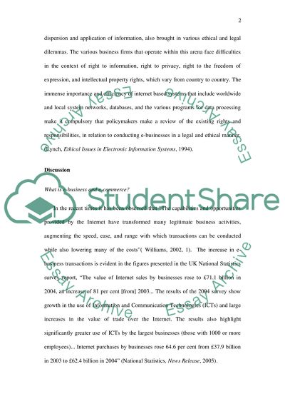The moral, ethical and legal issues affecting modern e-business organisations