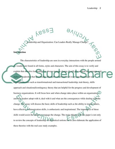 Leadership and Organization: Can Leaders Really Manage Change