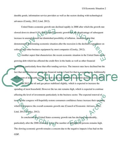 Assessment of The Current Economic Situation in the US