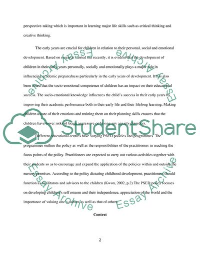 Key Person Role-Adult Child Relationship in an Educational Setting