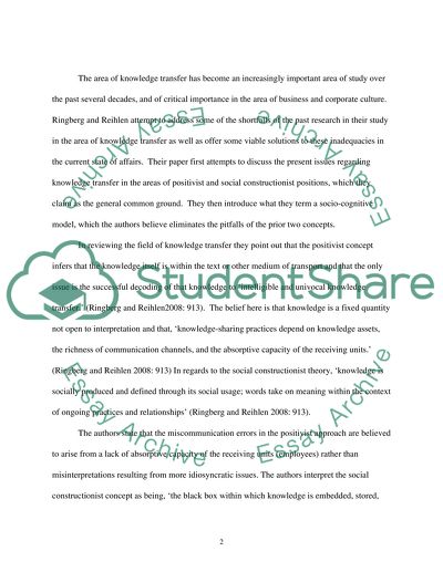 Towards a Socio-Cognitive Approach to Knowledge Transfer