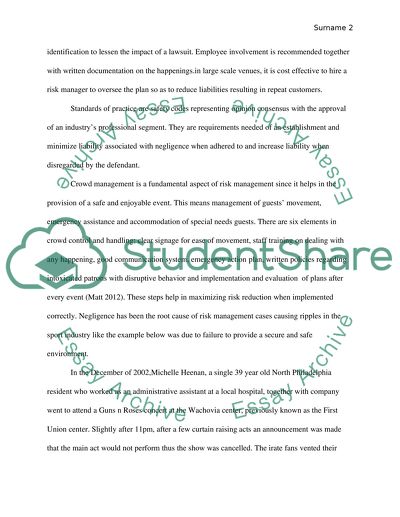 Risk Management: Case of Heenan v. Comcast Spectator