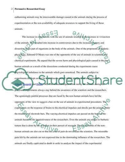 The Use of Animals in the Experiments