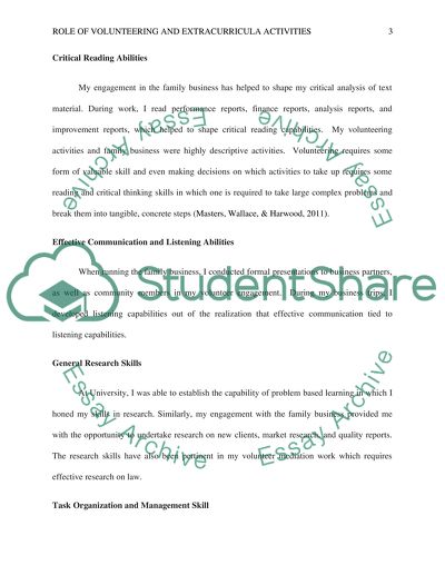 Role Played by Volunteering and Extra-Curricular Activities