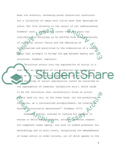 Anthony Giddens Theory of Structuration