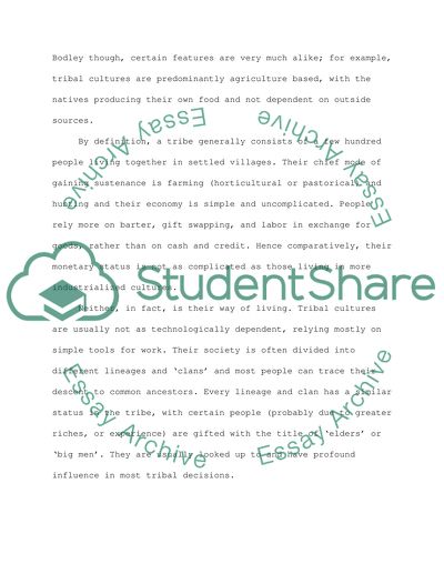 India is similar (or not similar) to the Bodley profile of Tribal Culture