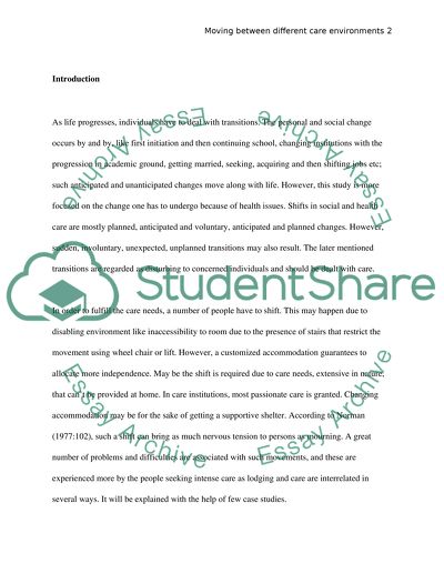 Moving between Different Care Environments