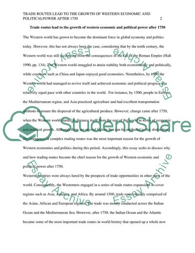Trade Routes Lead to the Growth of Western Economic and Political Power After 1750