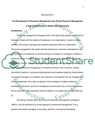 The development of personnel management into human resource management