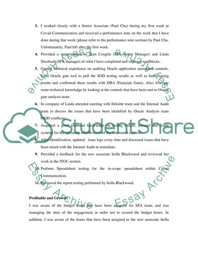 Relationship With the Financial Auditors at Work