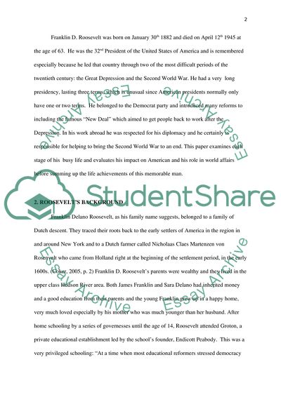 Role of the U.S. President Franklin Delano Roosevelt on America and the World