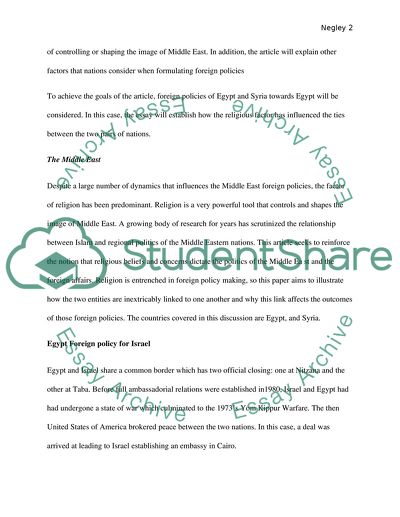 Foreign policies in the Middle East