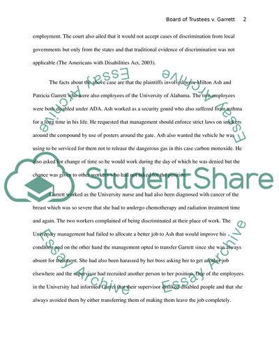 Analyzing Board of Trustees v. Garrett Case