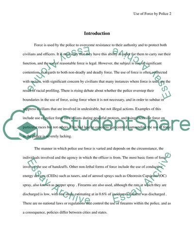 The Use of Force by Police, Specific Cases and their Implications