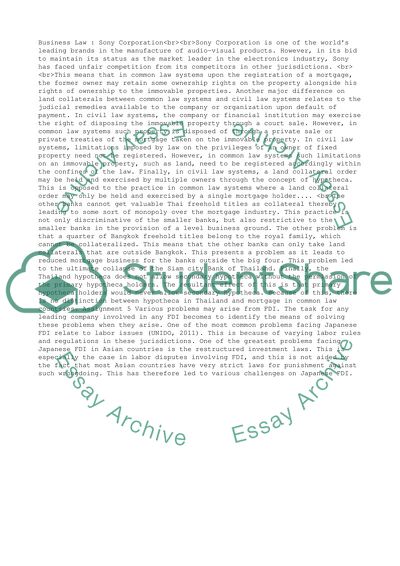 Business Law : Sony Corporation