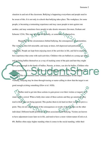 400 word essay on bullying