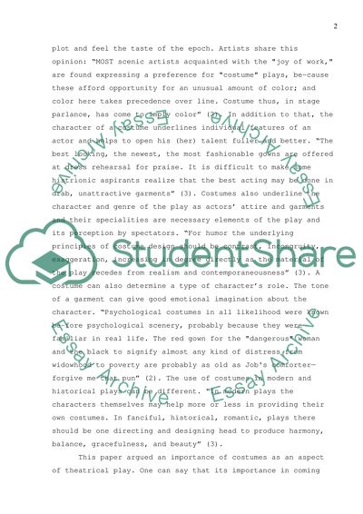 Costumes as an aspect of theatrical play