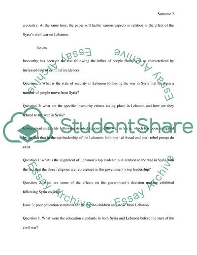 The war in syria and its consequences on lebanon