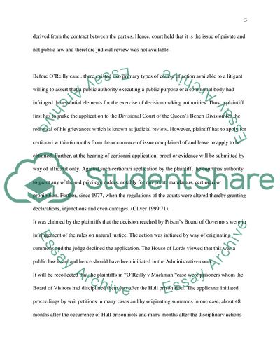 Analysis of OReilly v Mackman Case