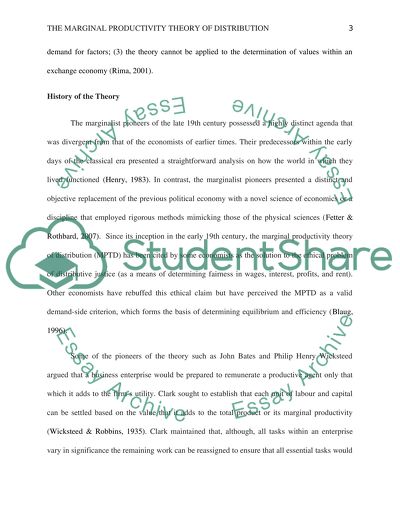 The Marginal Productivity Theory of Distribution