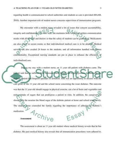 Teaching plan for a 8 year old with diabeties